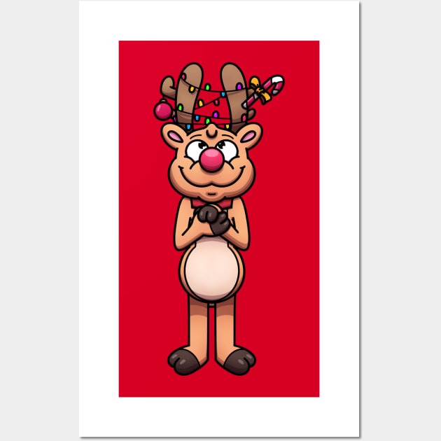 Christmas Reindeer With Christmas Ornaments Wall Art by TheMaskedTooner